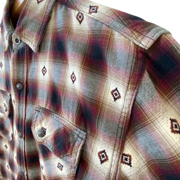 ❤️🔥SOLD❤️🔥3SIXTEEN Plaid Western Woven Brushed Softness Button-Up Men’s - Picture 2 of 9